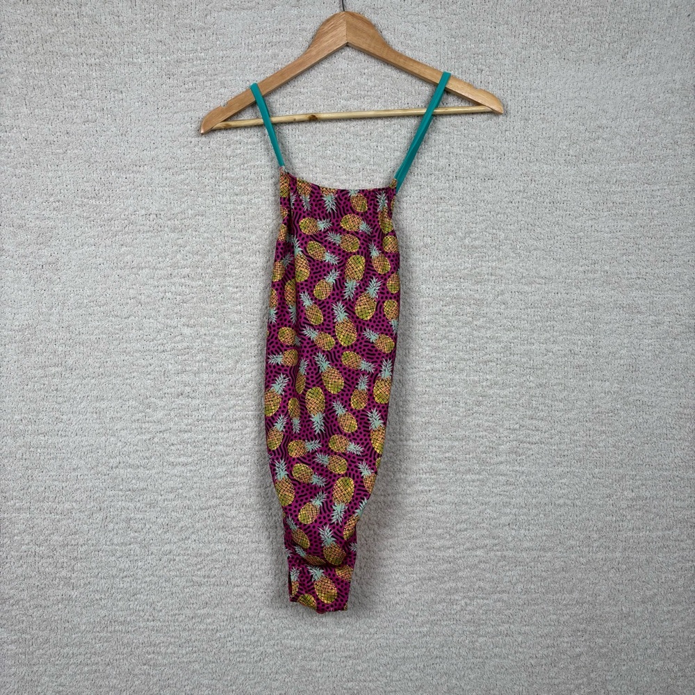 Speedo Swimsuit Womens 36 Lg Pineapple Party Vibe Printed Tie Back One Piece‎